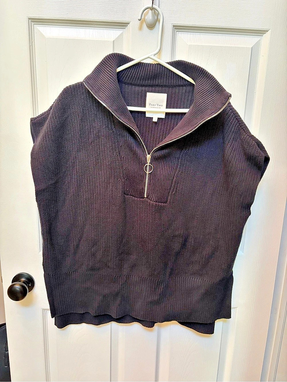 Part Two Slipover Black Quarter-Zip Sweater Vest